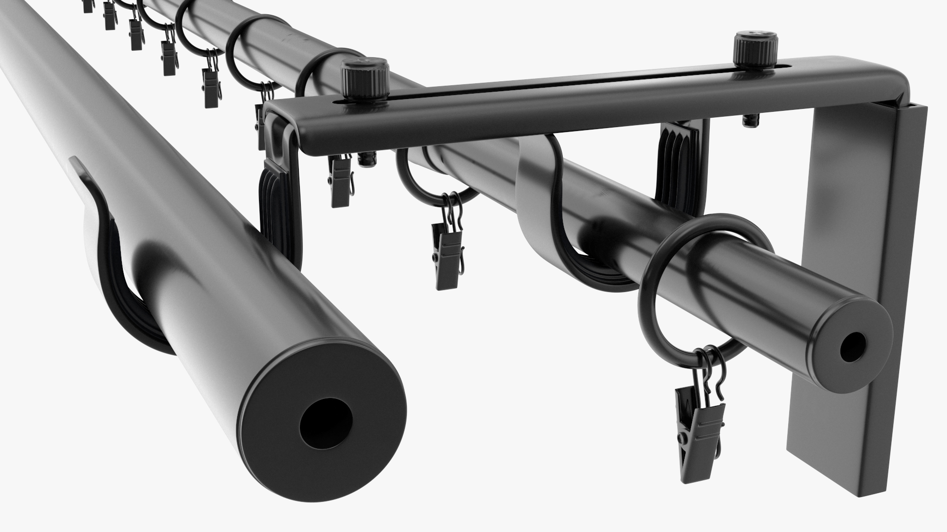 3D Black Curtain Rods model