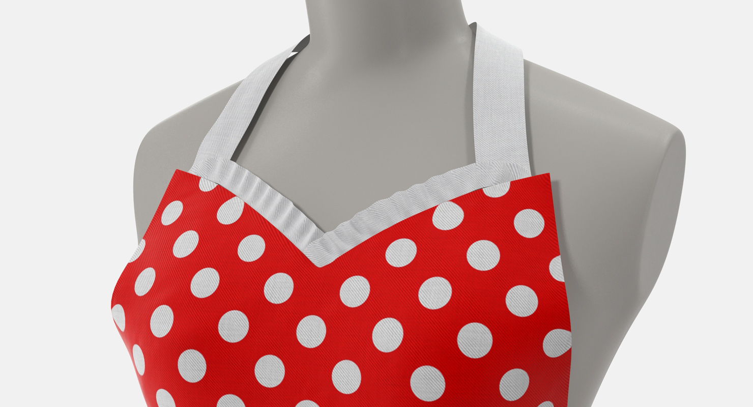 Retro Kitchen Apron on Mannequin 3D