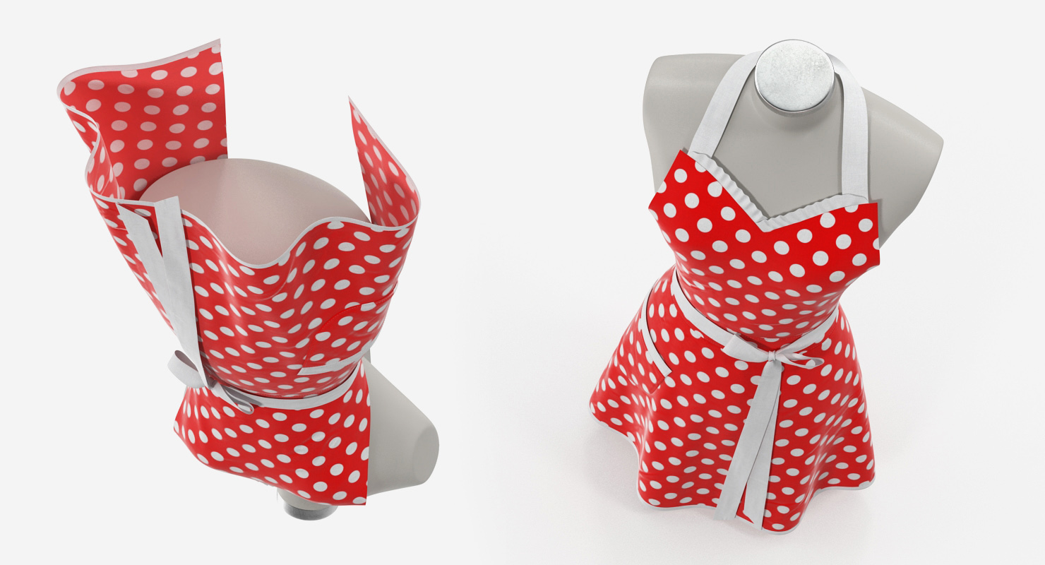 Retro Kitchen Apron on Mannequin 3D