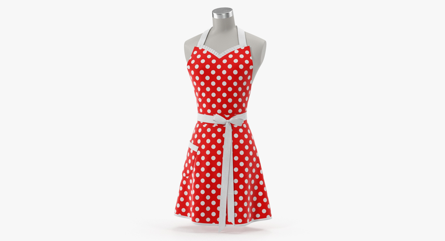 Retro Kitchen Apron on Mannequin 3D
