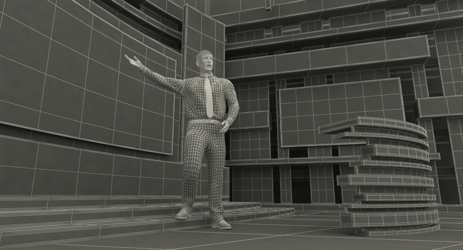 3D Modern TV Weather Studio with Rigged Presenter