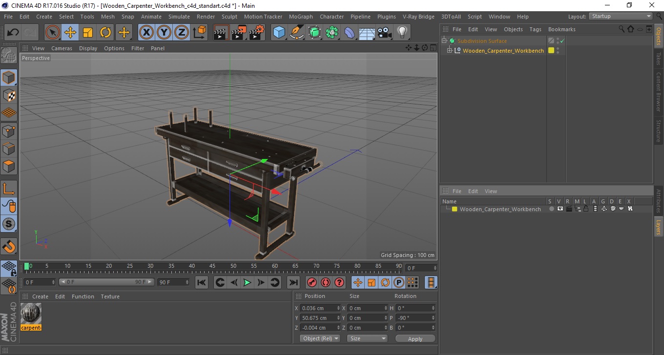 3D Wooden Carpenter Workbench