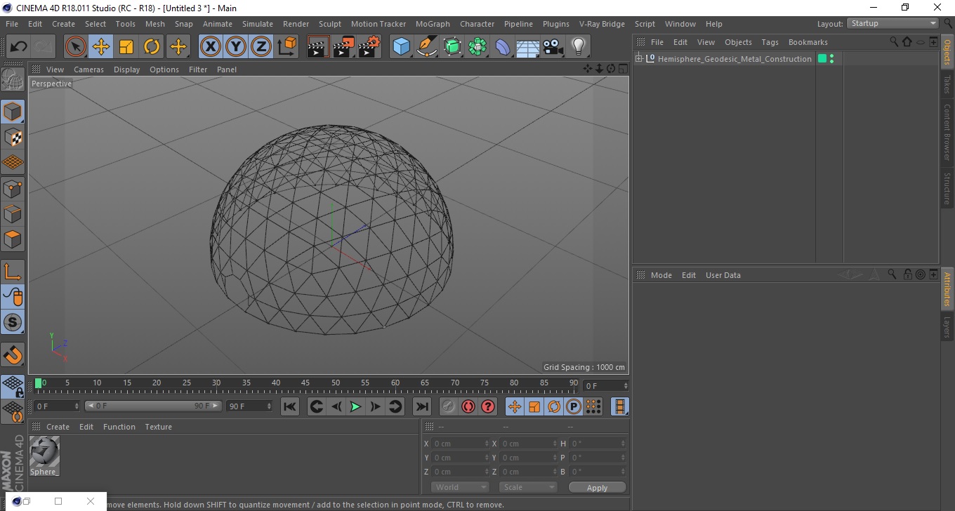 3D Hemisphere Geodesic Metal Construction model
