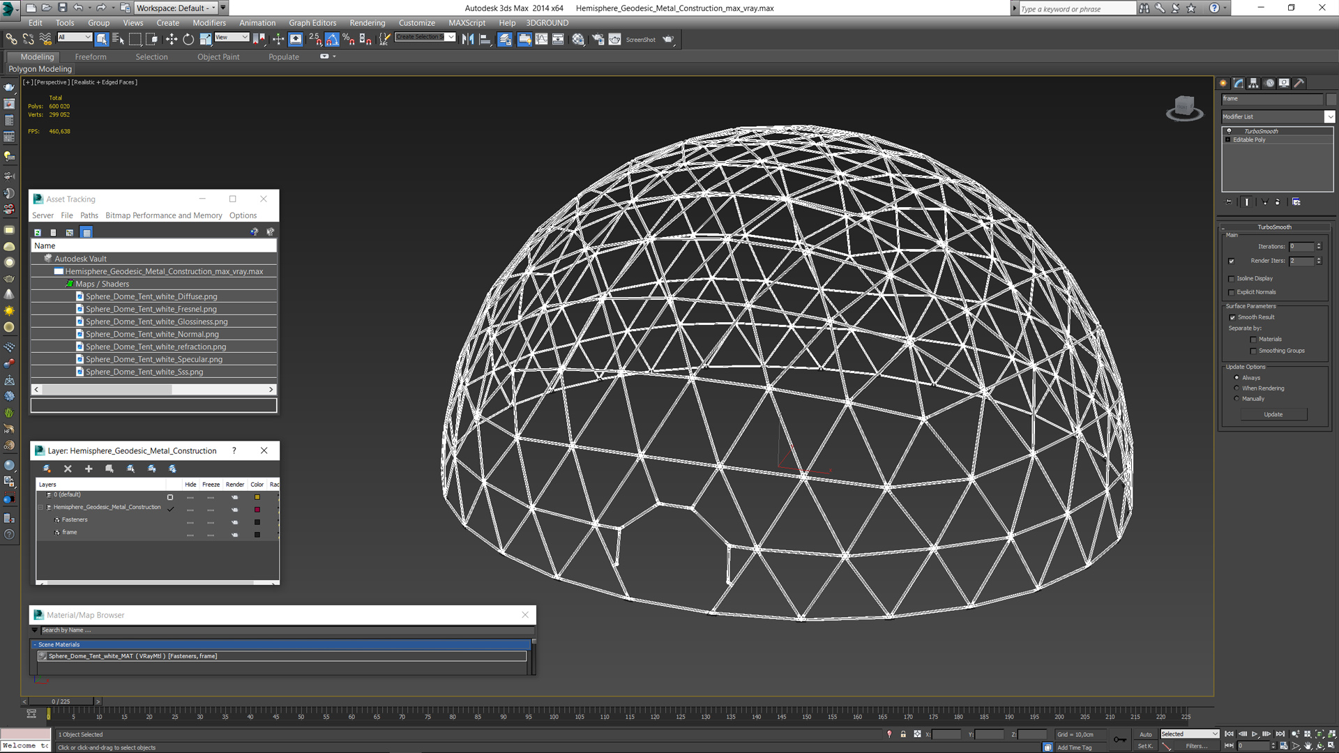 3D Hemisphere Geodesic Metal Construction model