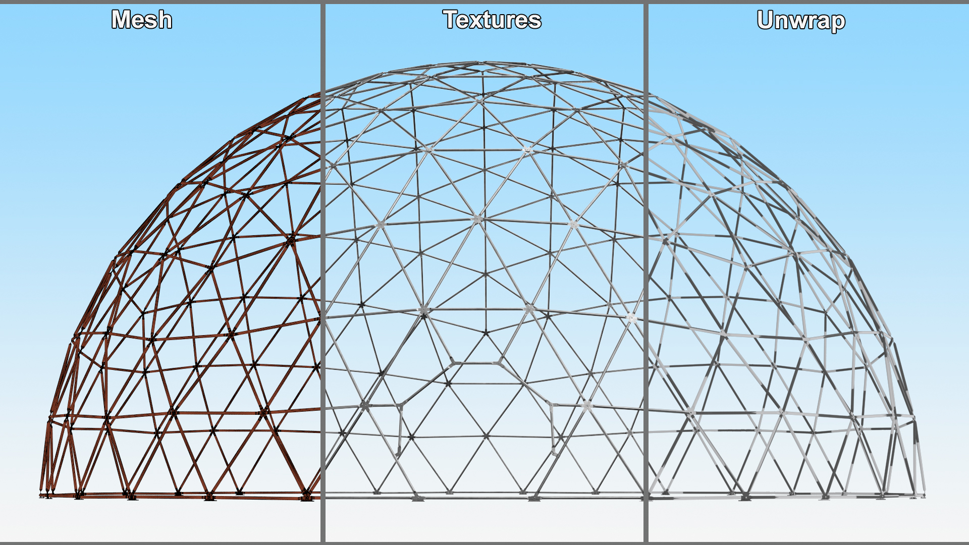 3D Hemisphere Geodesic Metal Construction model