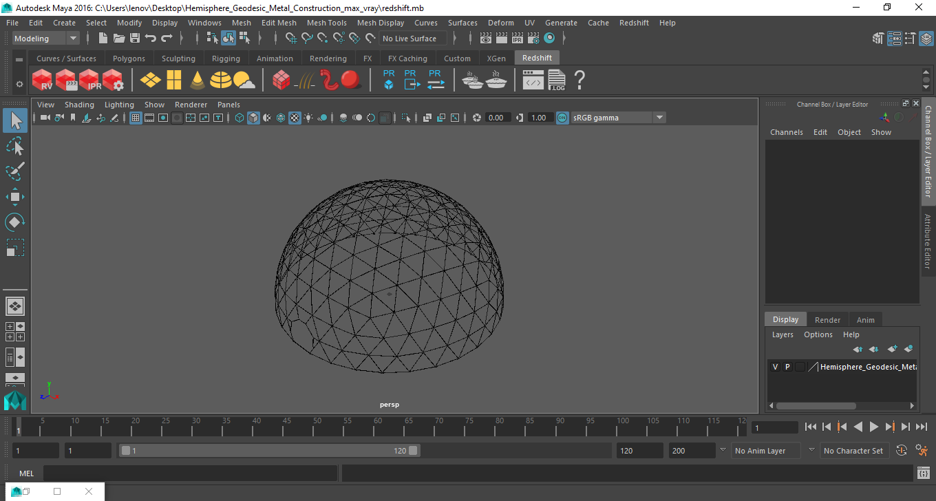 3D Hemisphere Geodesic Metal Construction model