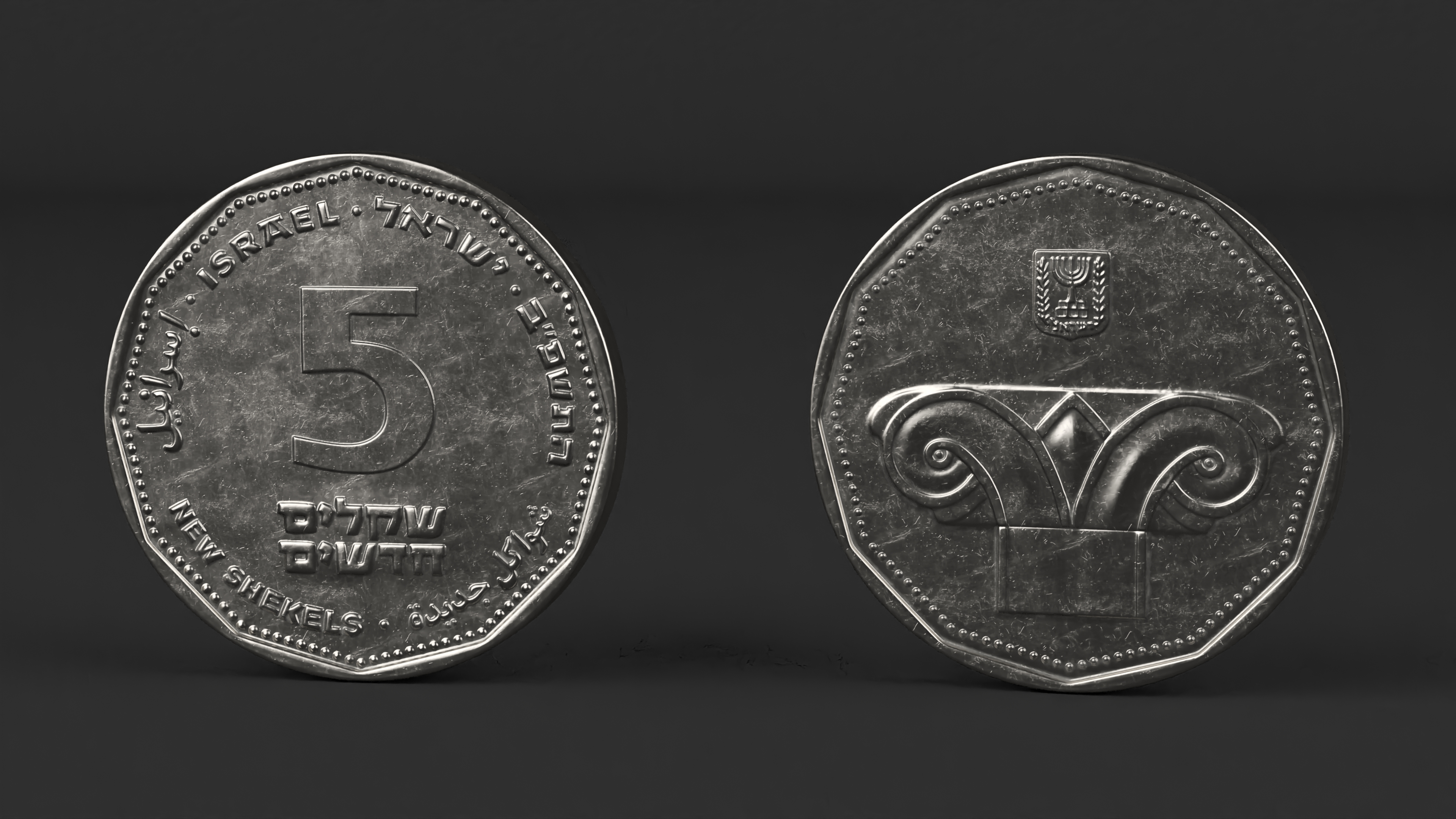 Israeli Five New Shekels Coin 3D model