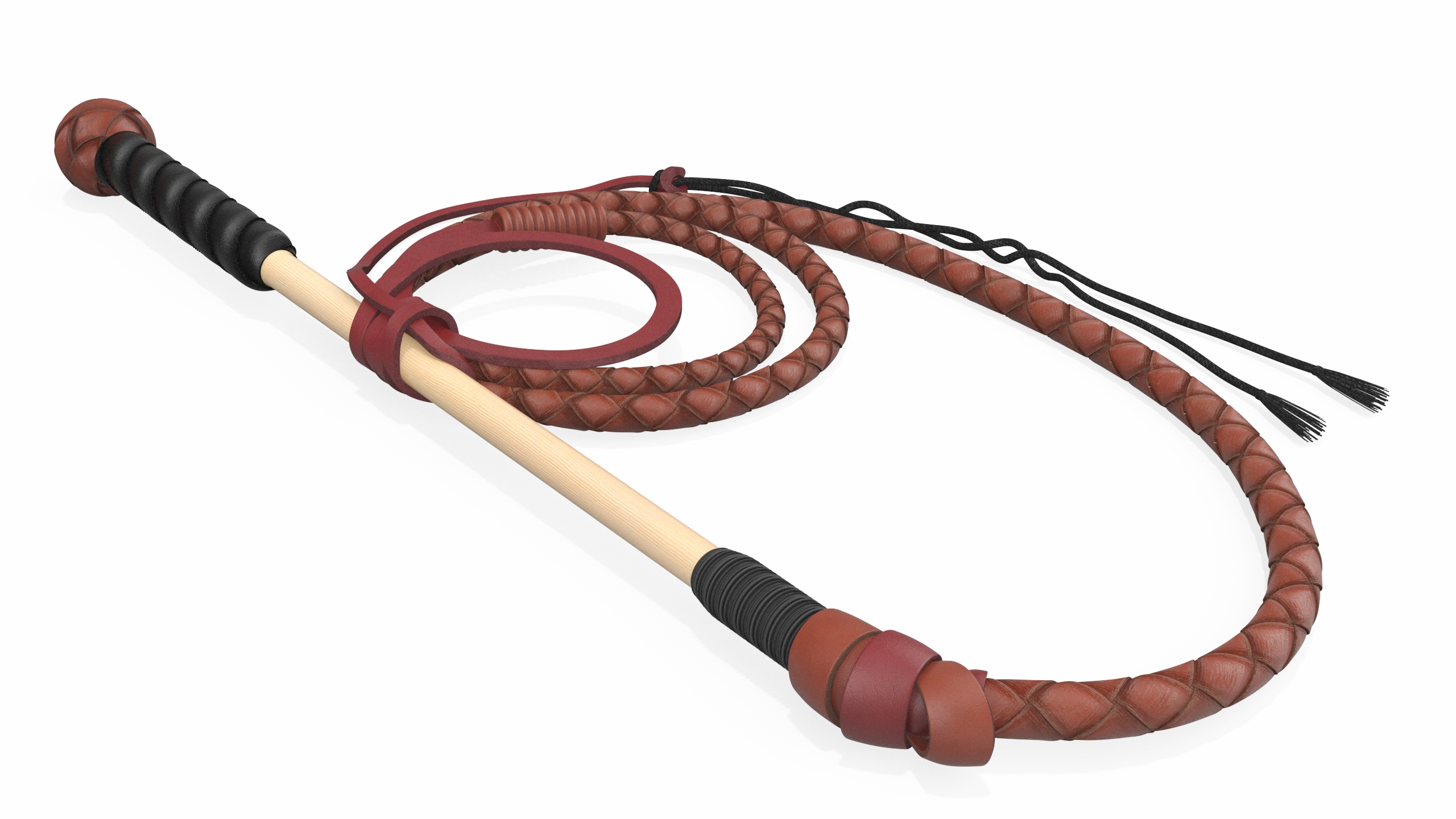 Leather Whip Braided Brown Rigged for Cinema 4D 3D