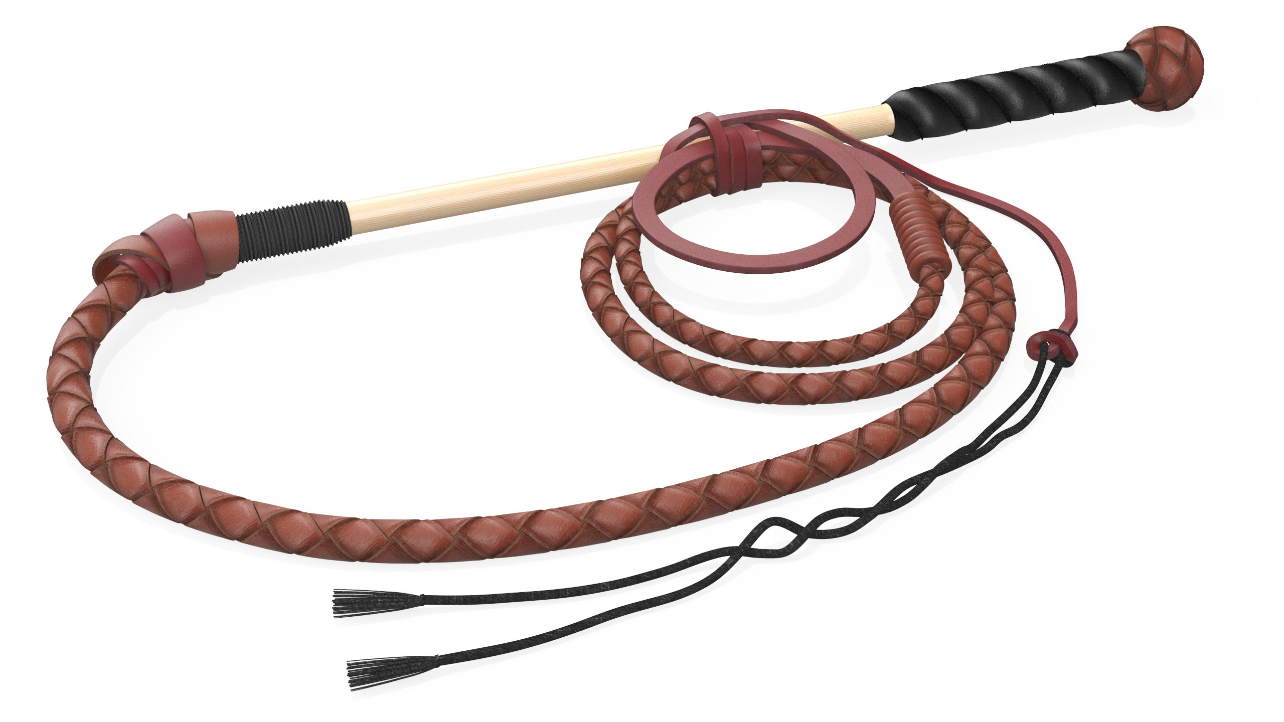 Leather Whip Braided Brown Rigged for Cinema 4D 3D