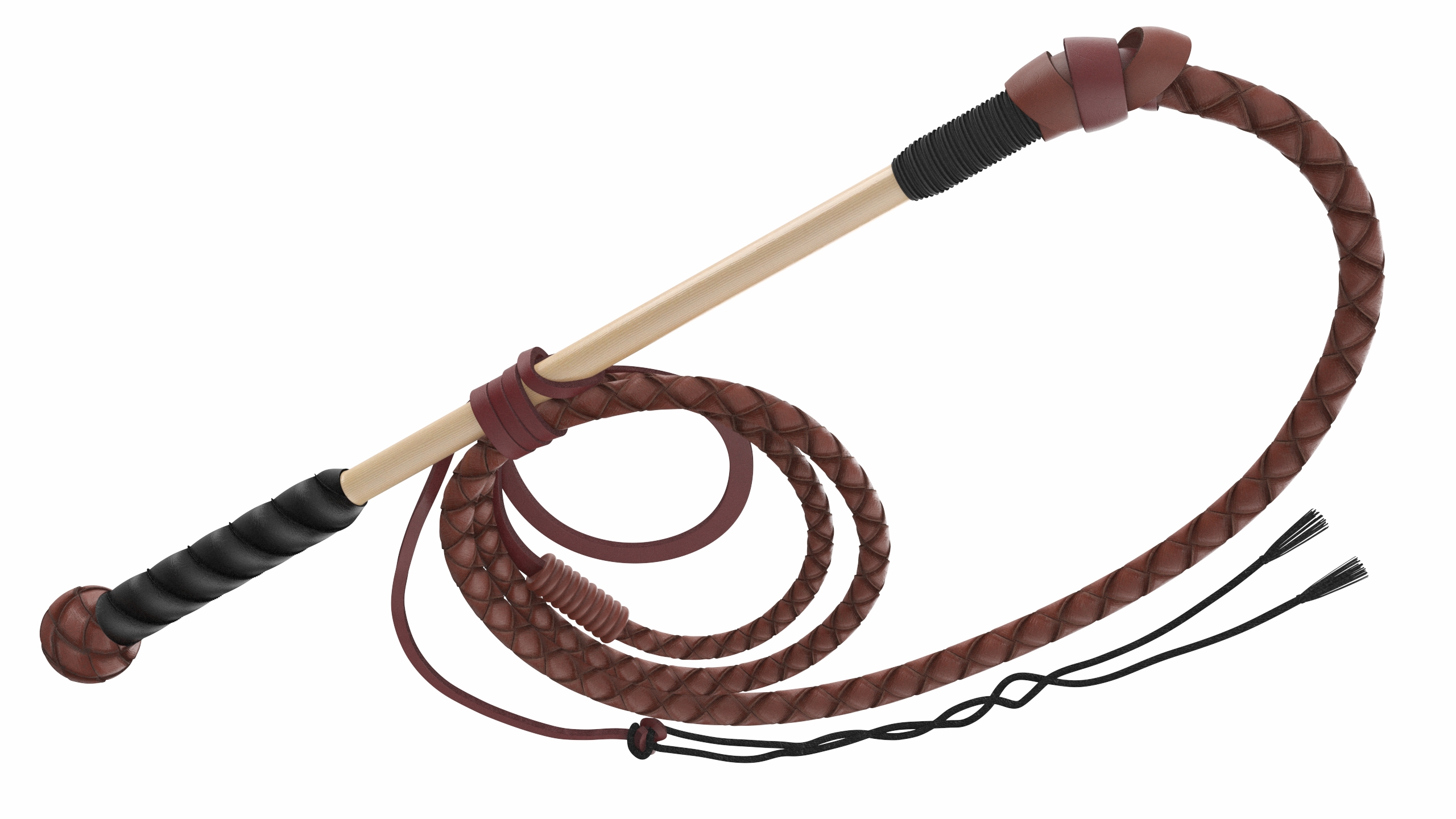 Leather Whip Braided Brown Rigged for Cinema 4D 3D