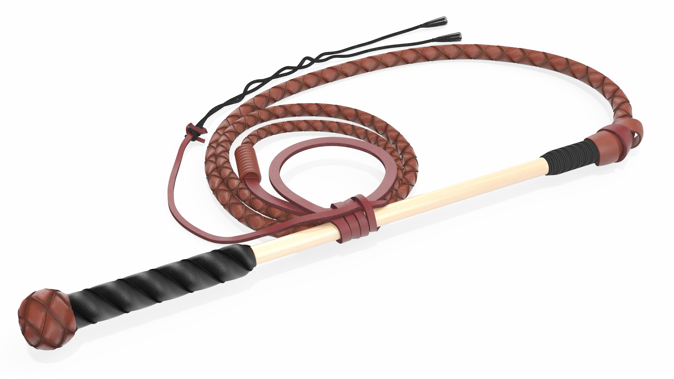 Leather Whip Braided Brown Rigged for Cinema 4D 3D