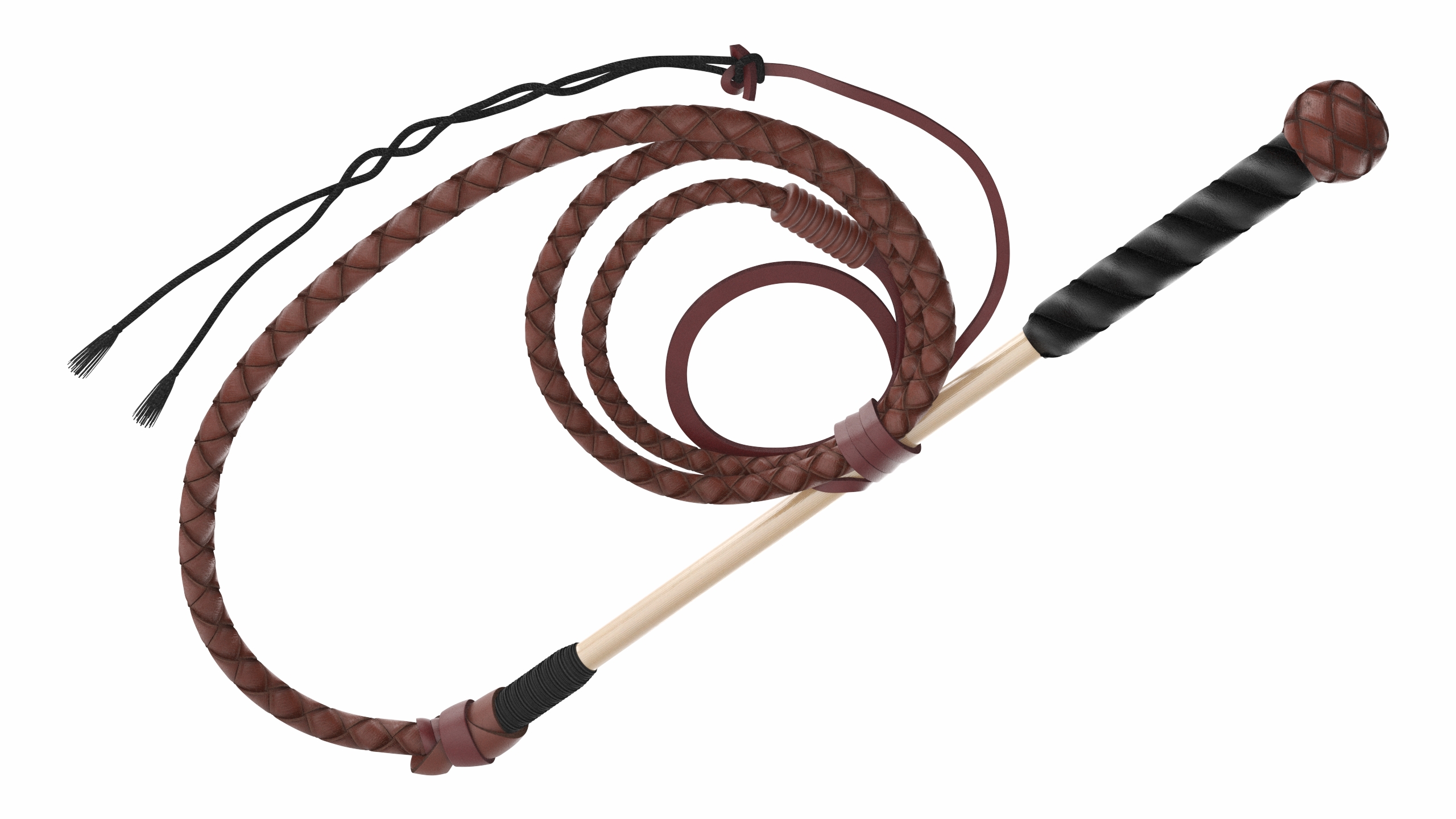 Leather Whip Braided Brown Rigged for Cinema 4D 3D