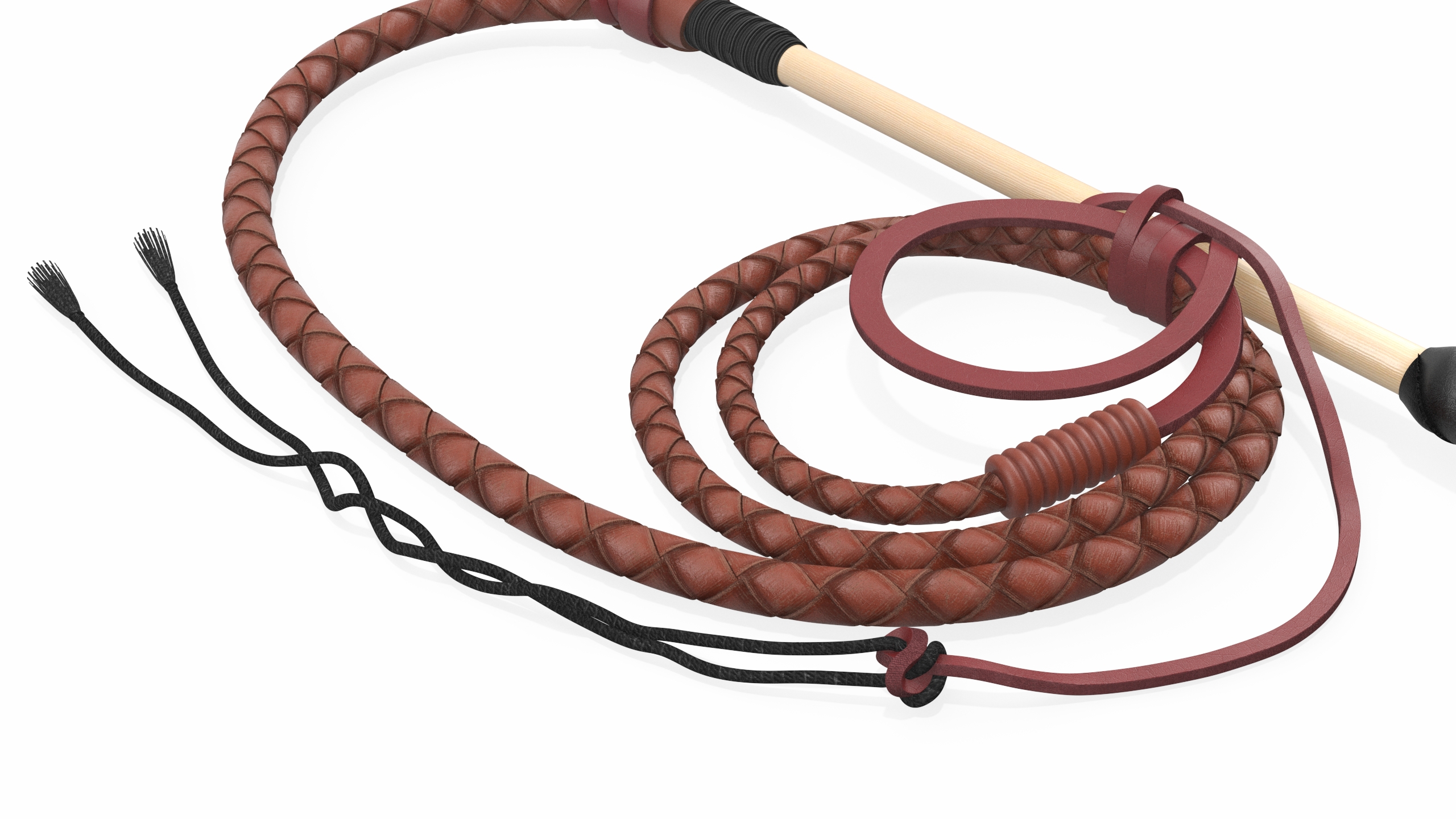 Leather Whip Braided Brown Rigged for Cinema 4D 3D