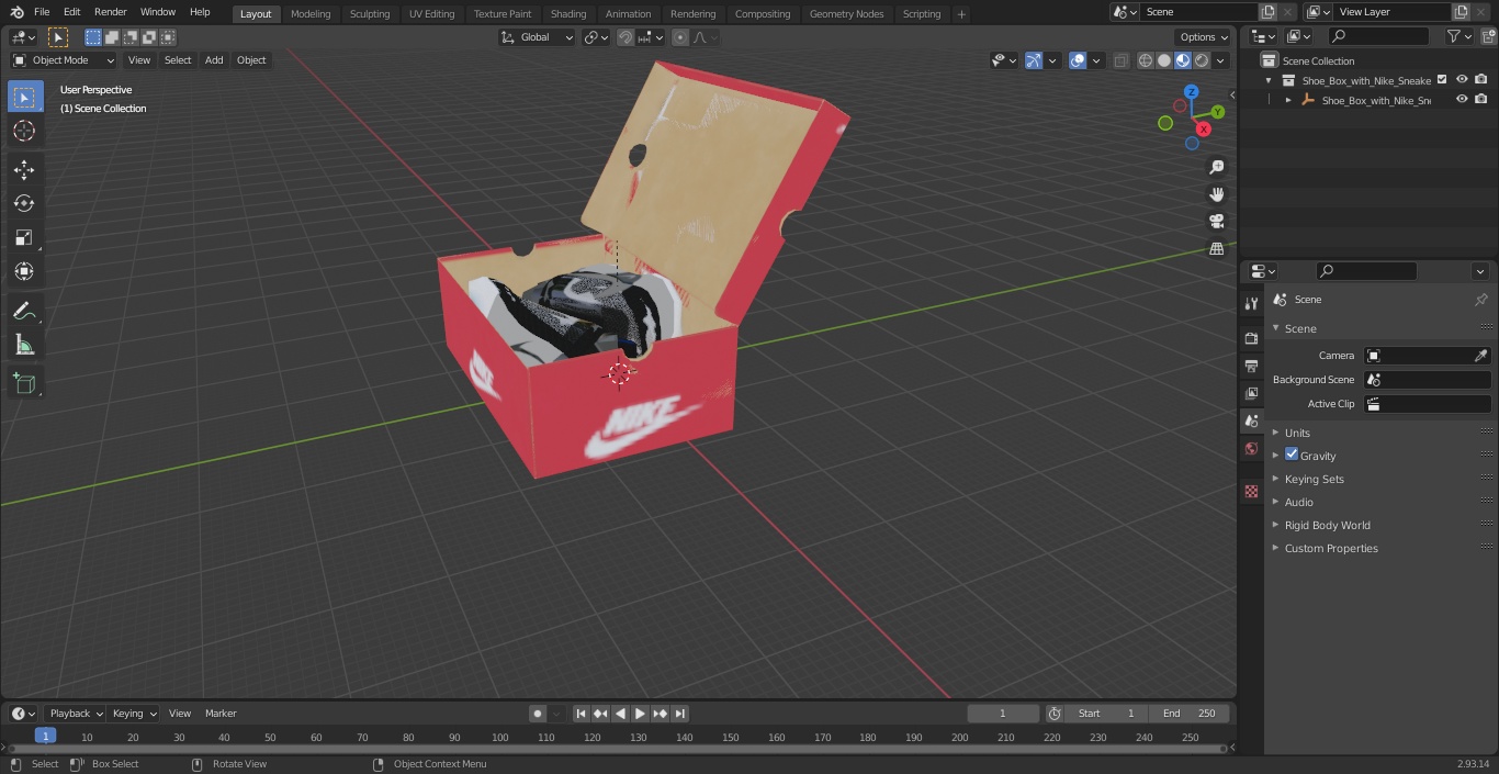 Shoe Box with Nike Sneakers 3D