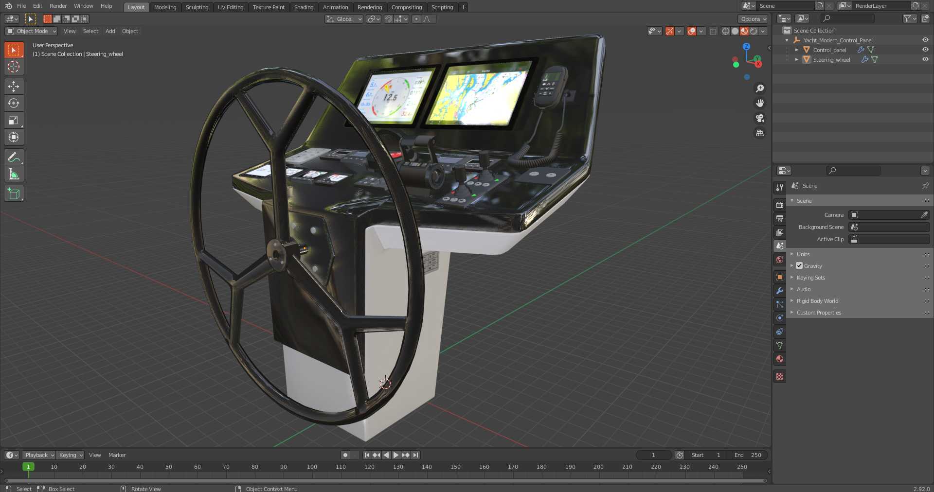 3D Yacht Modern Control Panel