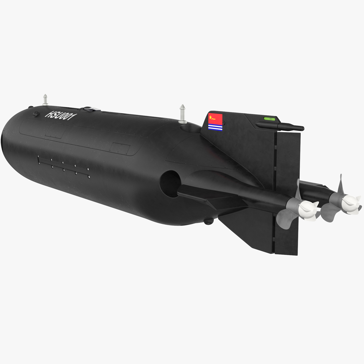Chinese Submarine Drone HSU 001 Rigged for Maya 3D