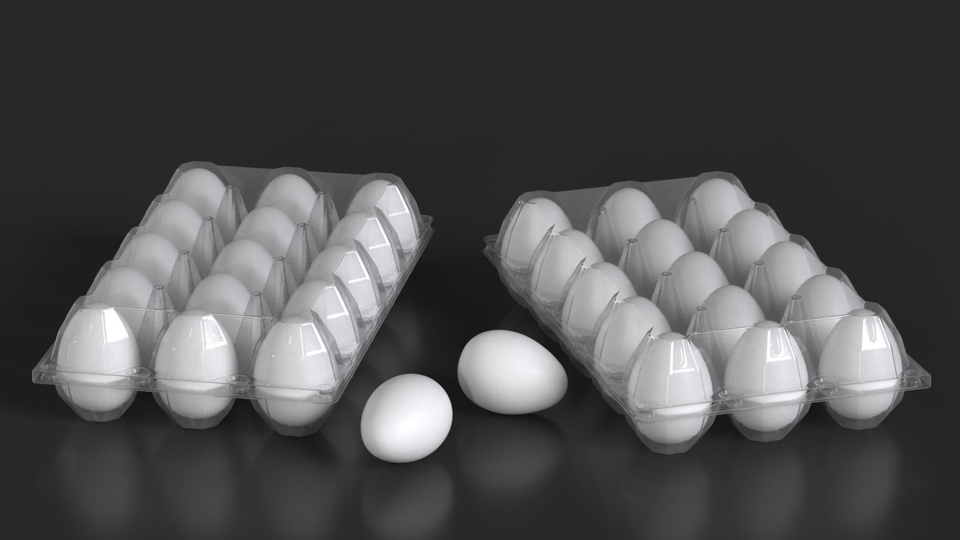 3D model Egg Plastic Packaging with 15 White Eggs