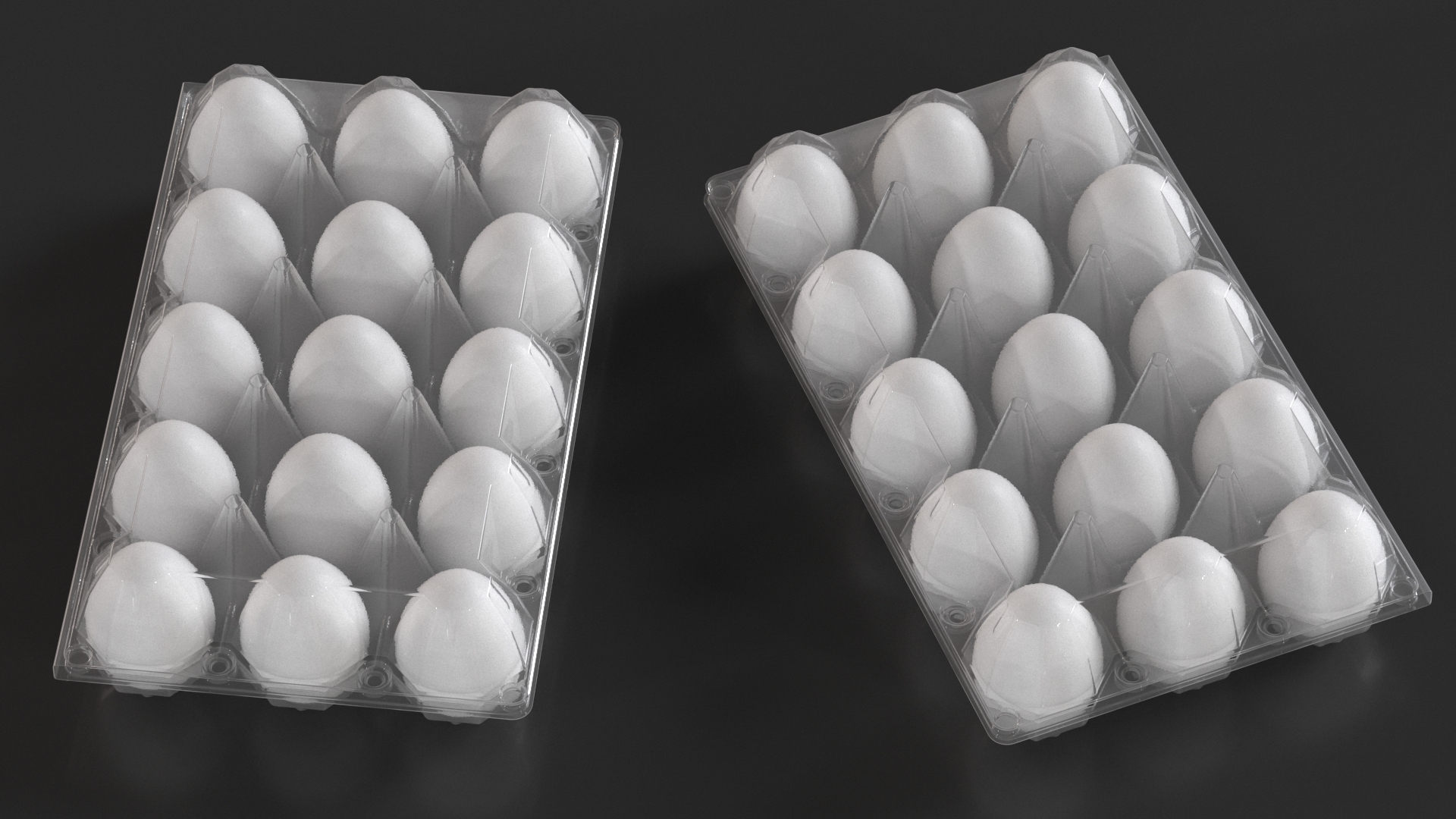 3D model Egg Plastic Packaging with 15 White Eggs