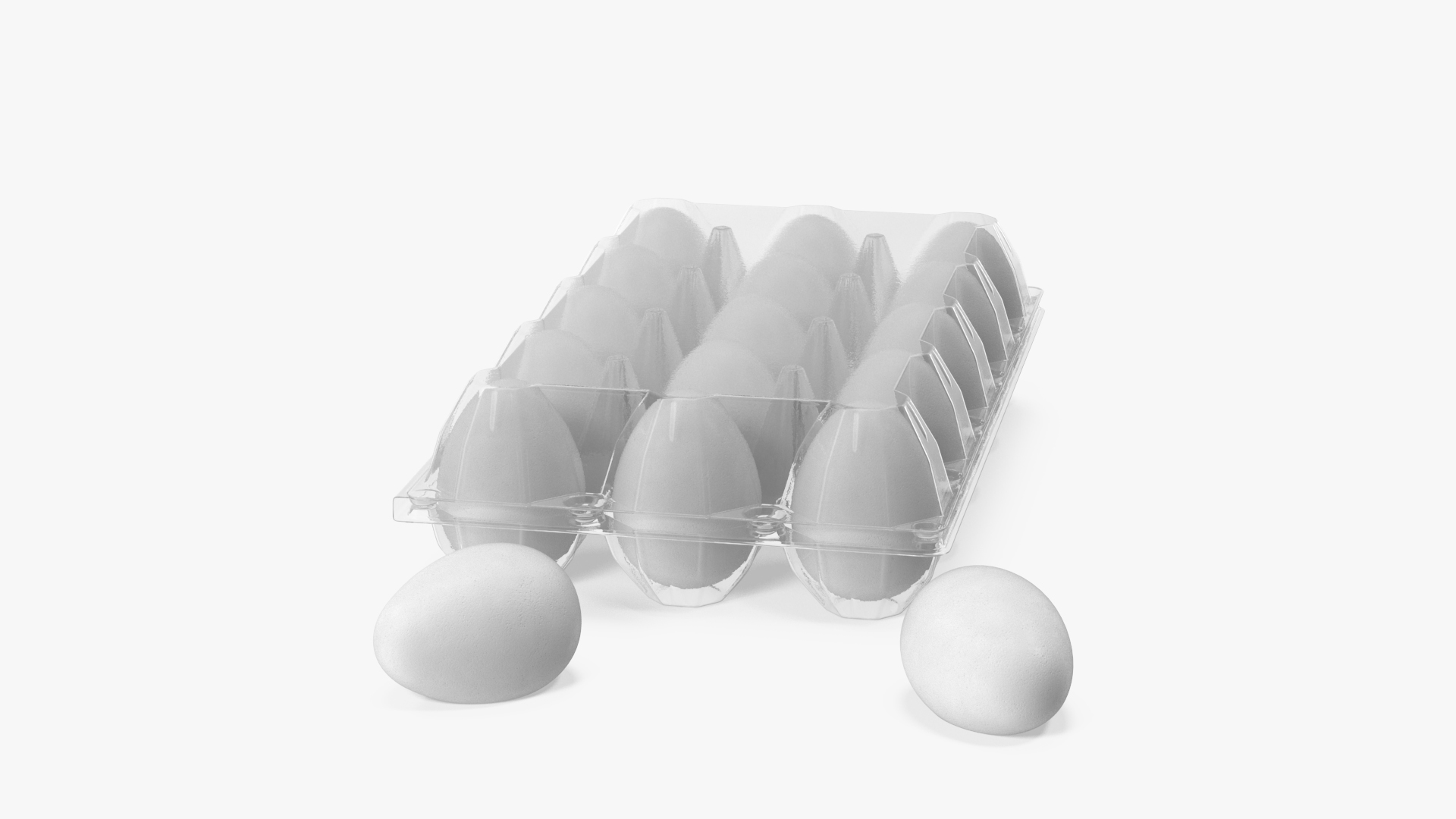 3D model Egg Plastic Packaging with 15 White Eggs