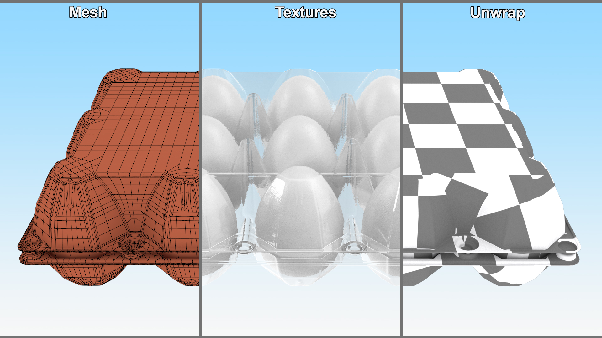 3D model Egg Plastic Packaging with 15 White Eggs