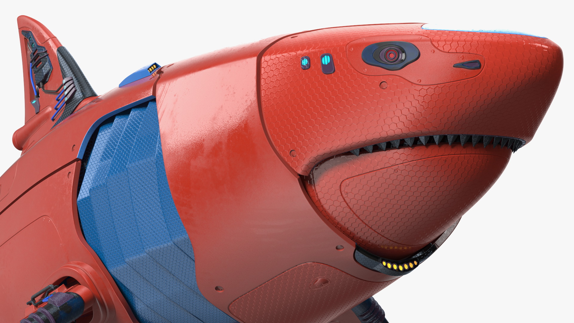 Sci Fi Shark Robot Red 3D