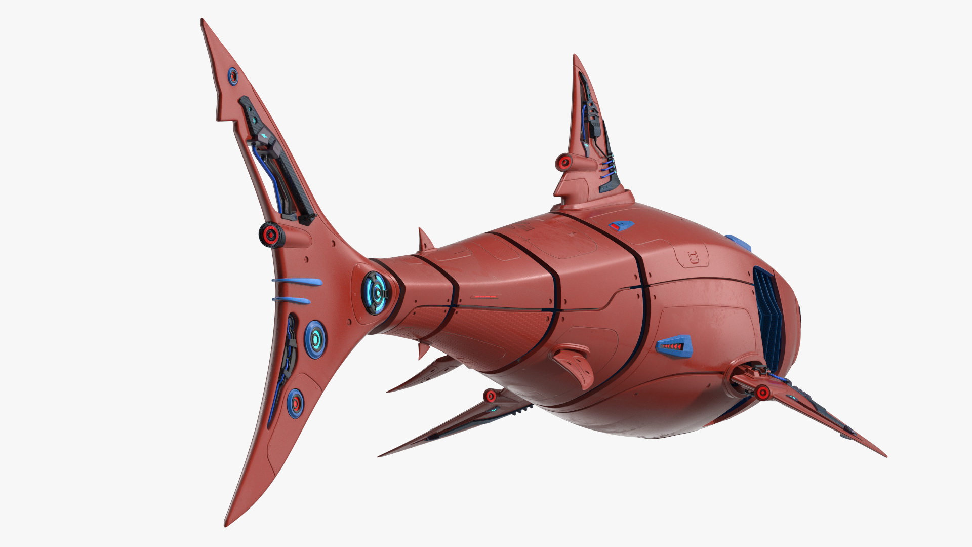 Sci Fi Shark Robot Red 3D