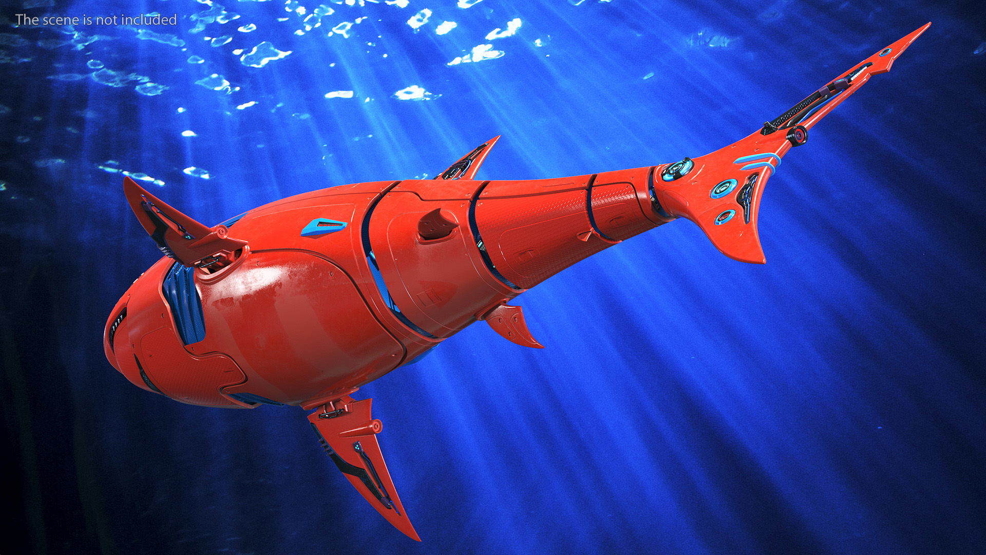 Sci Fi Shark Robot Red 3D
