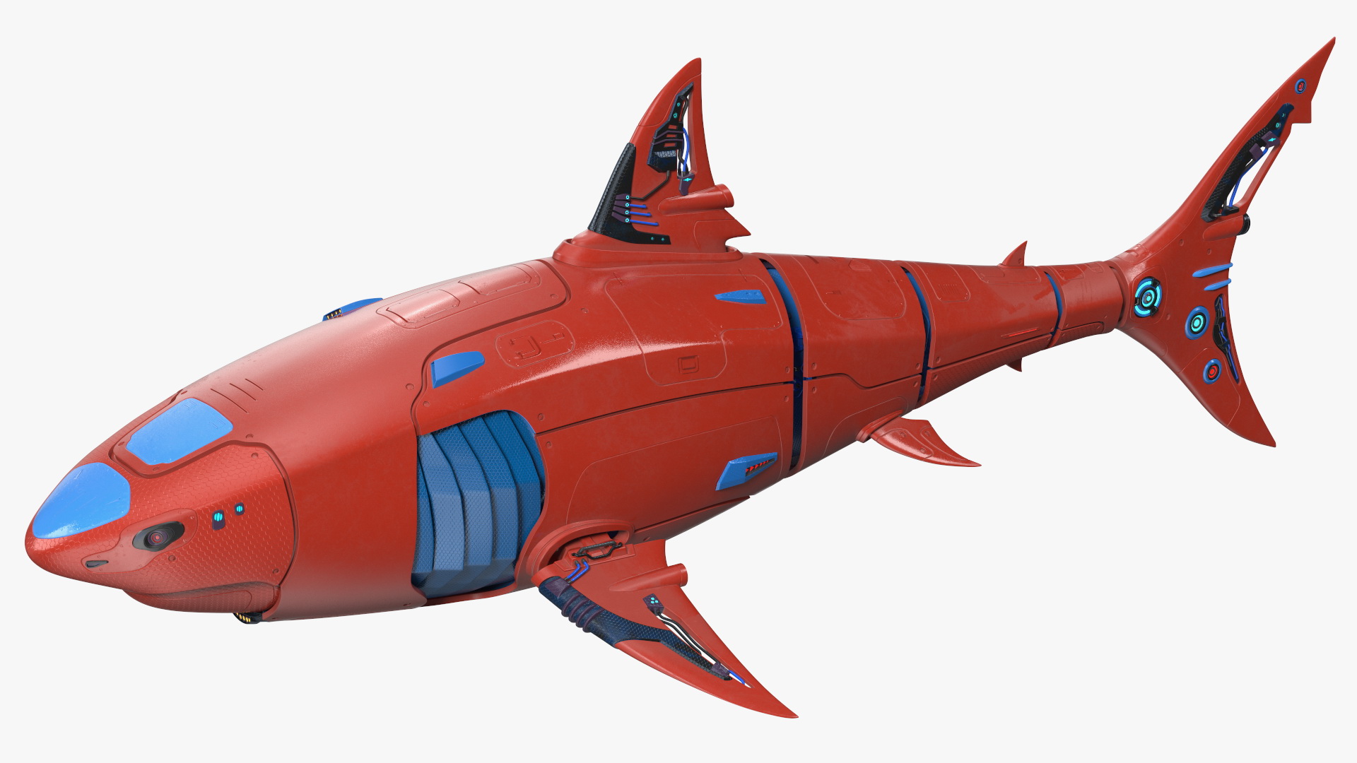 Sci Fi Shark Robot Red 3D