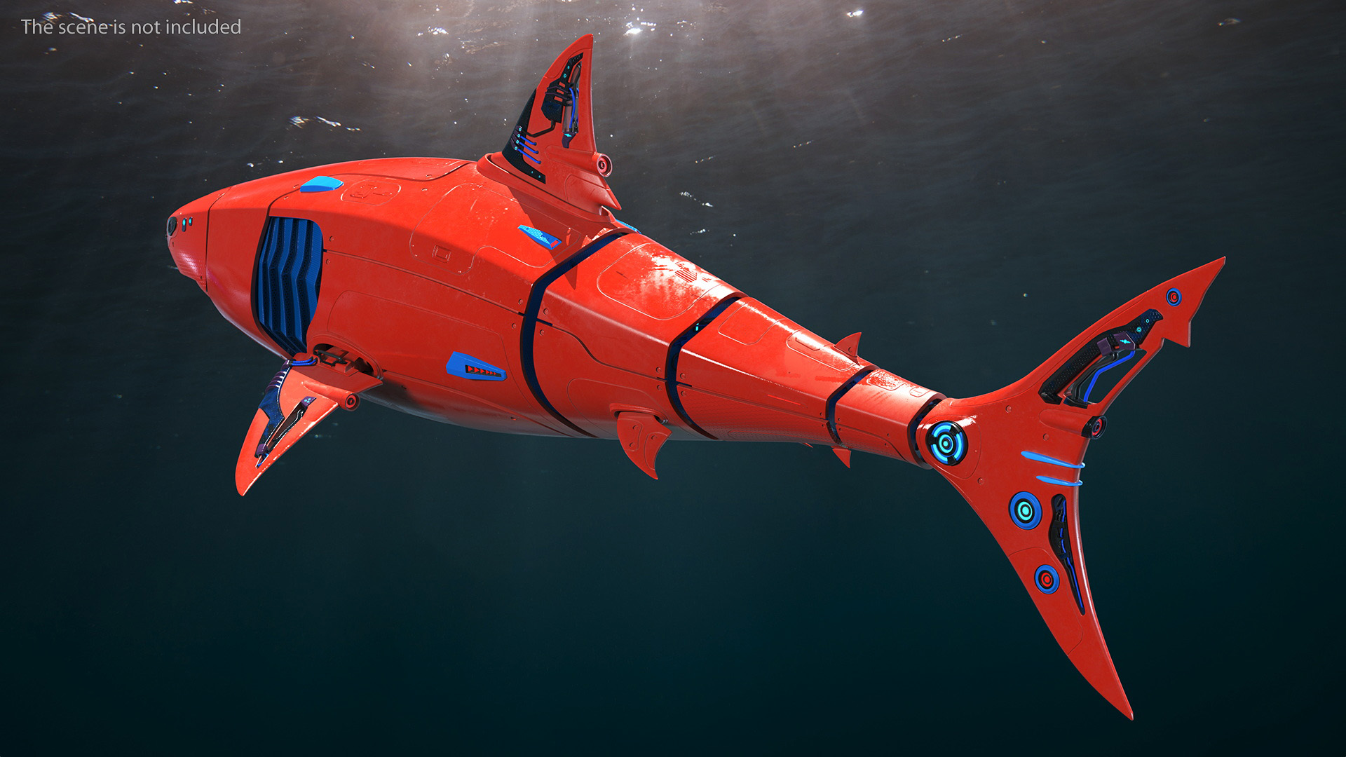 Sci Fi Shark Robot Red 3D