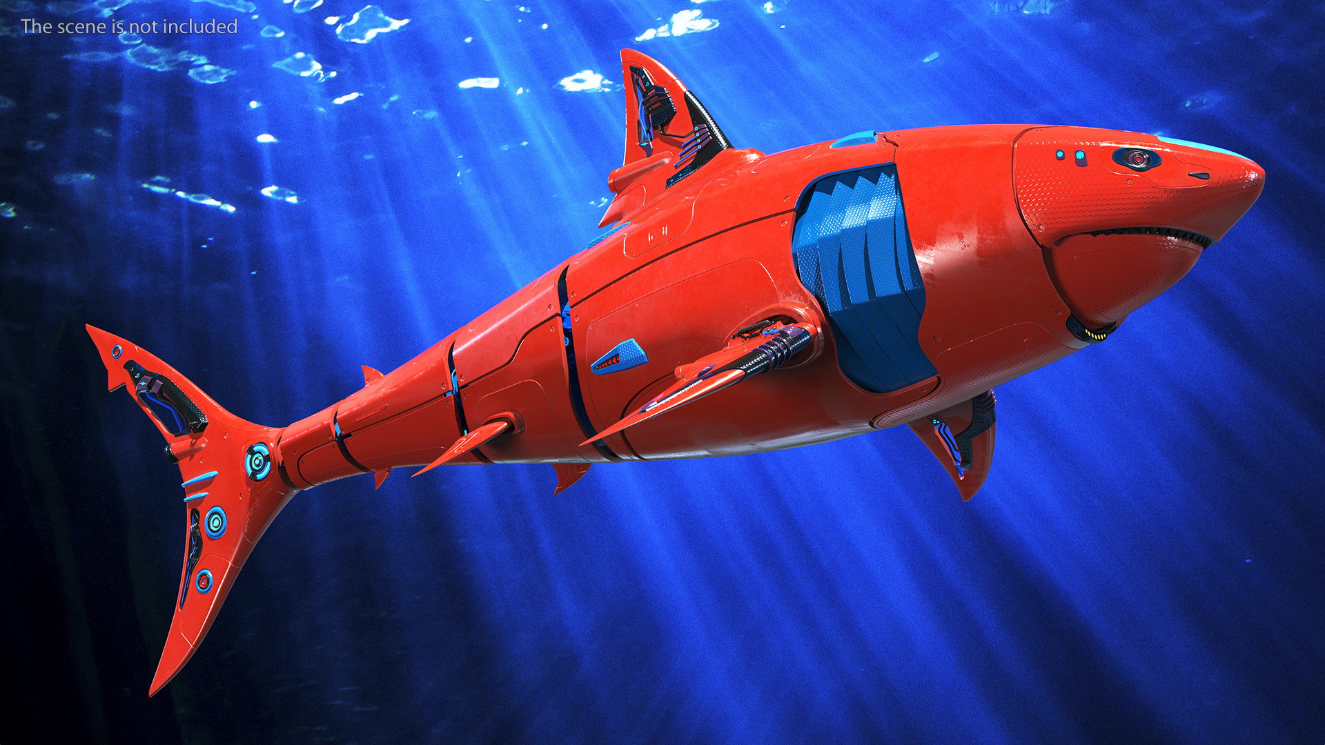 Sci Fi Shark Robot Red 3D