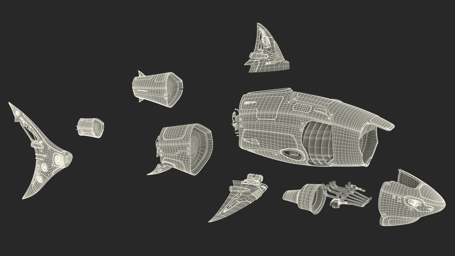 Sci Fi Shark Robot Red 3D