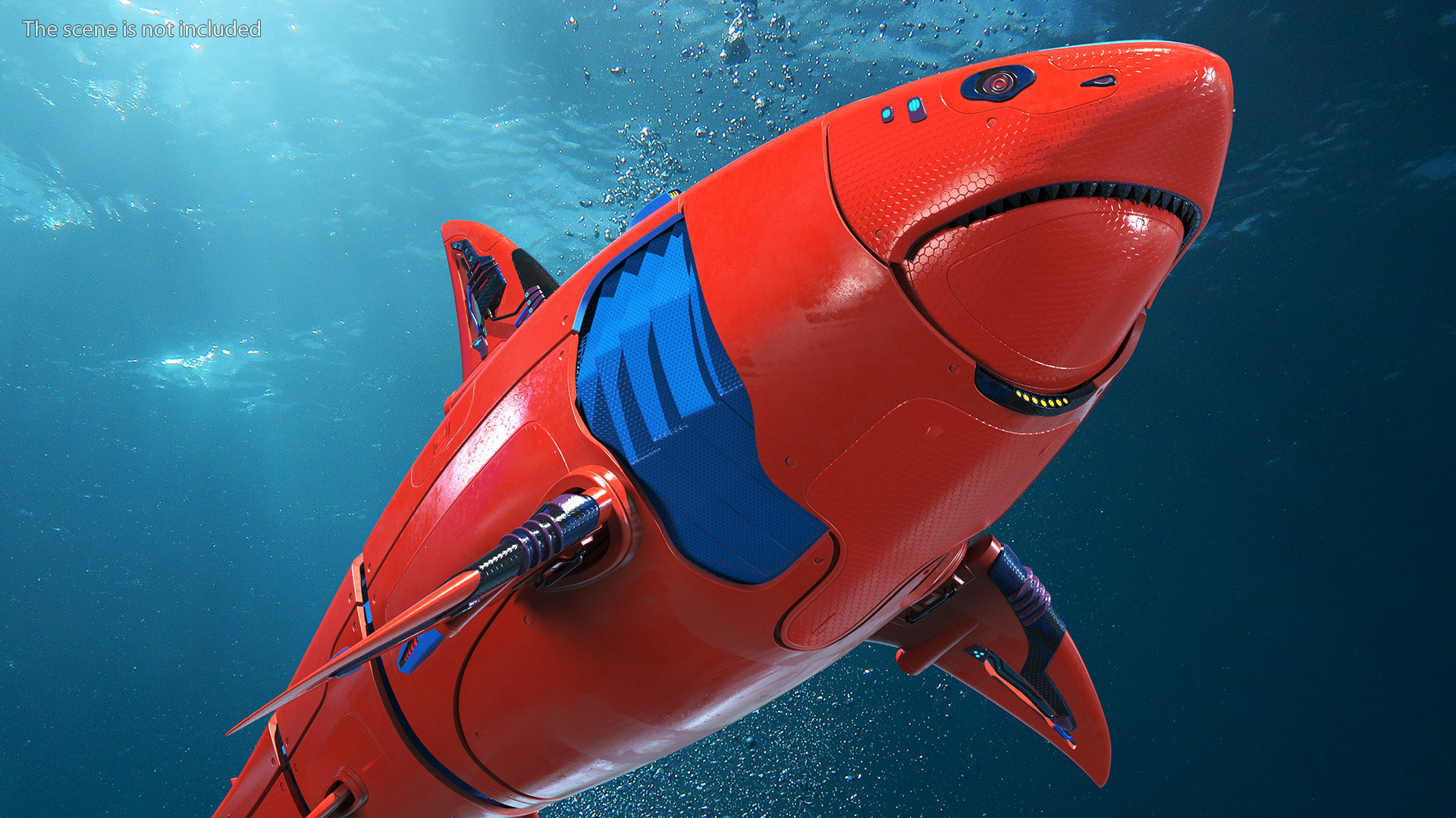 Sci Fi Shark Robot Red 3D