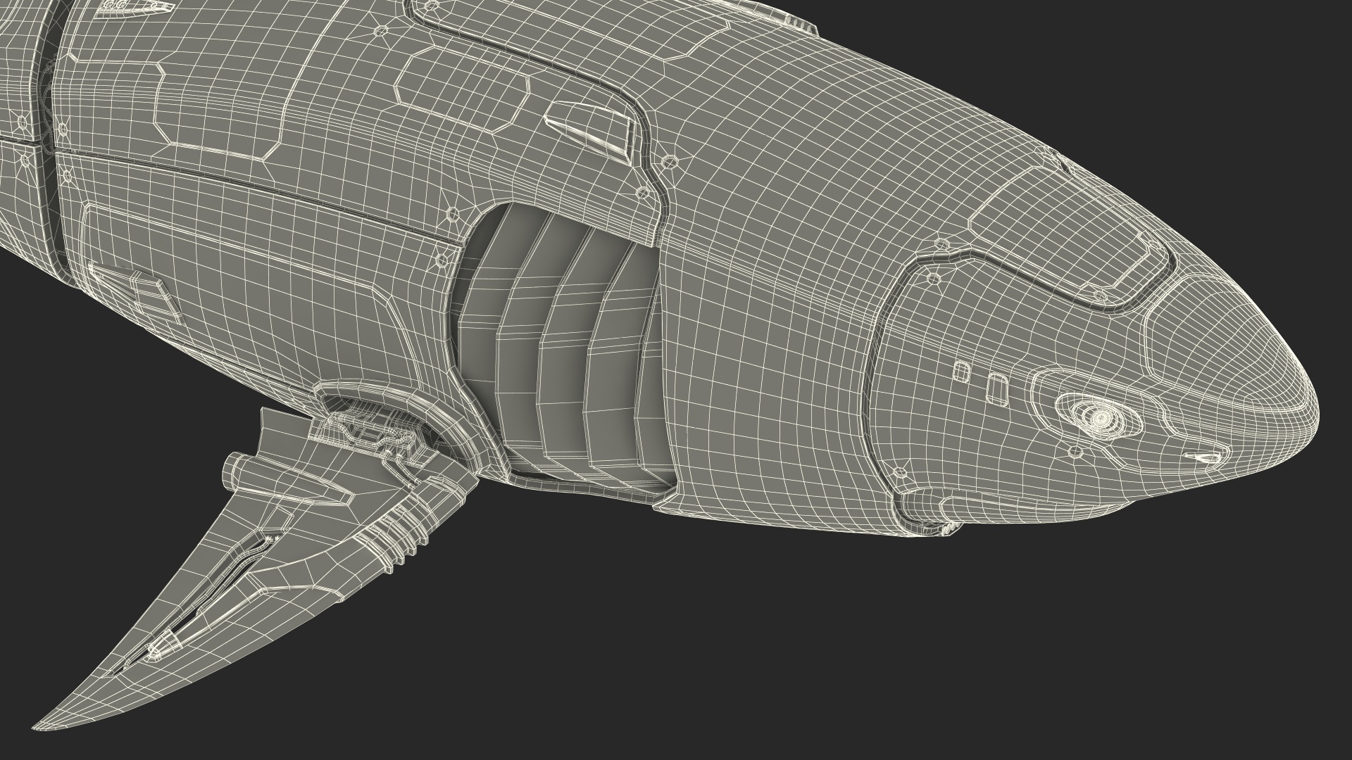 Sci Fi Shark Robot Red 3D