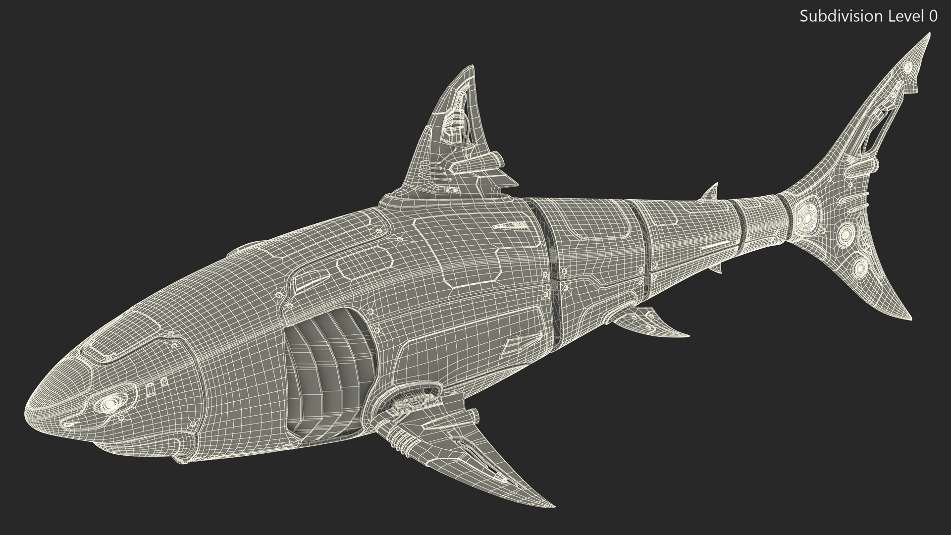 Sci Fi Shark Robot Red 3D
