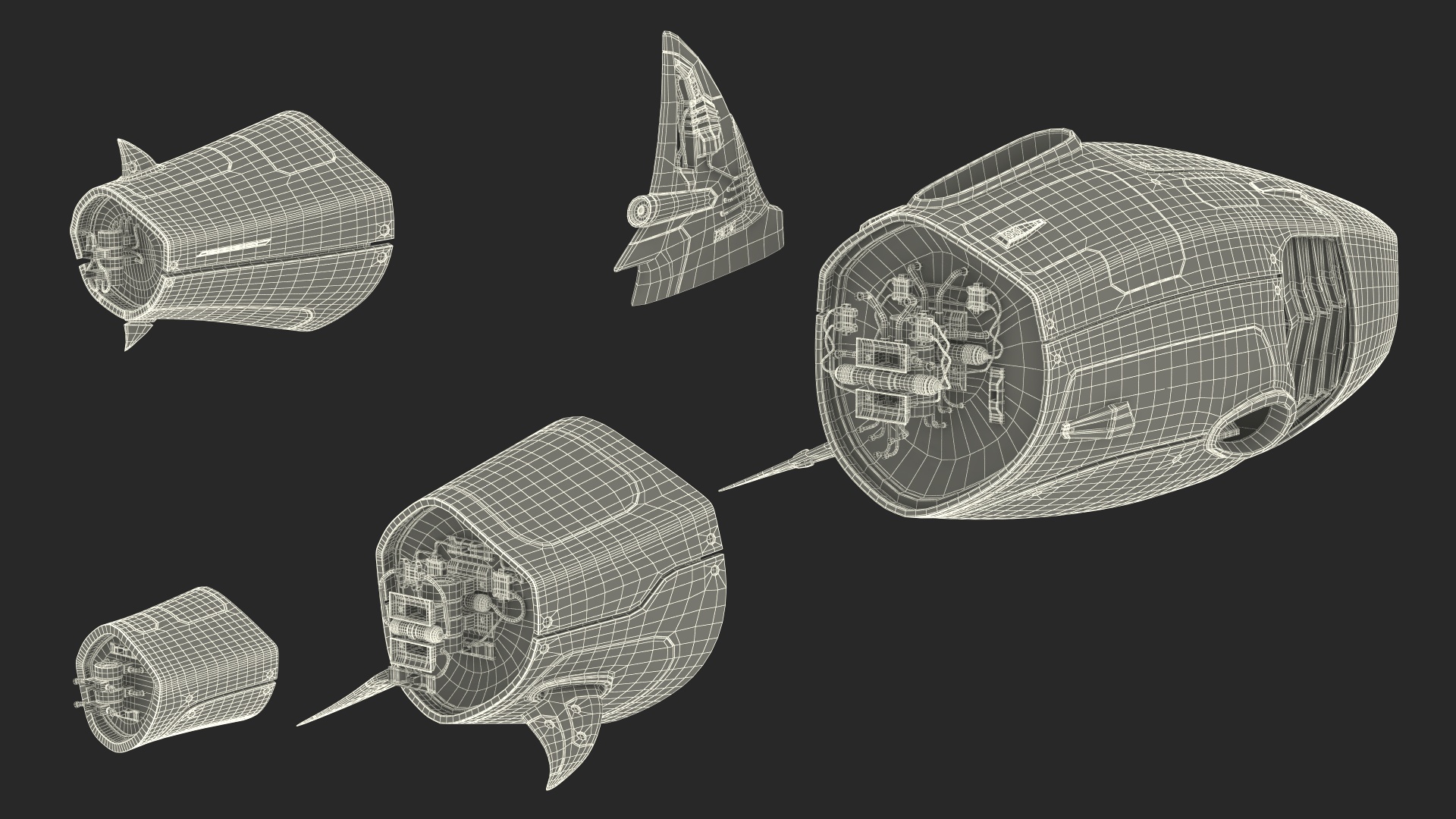 Sci Fi Shark Robot Red 3D