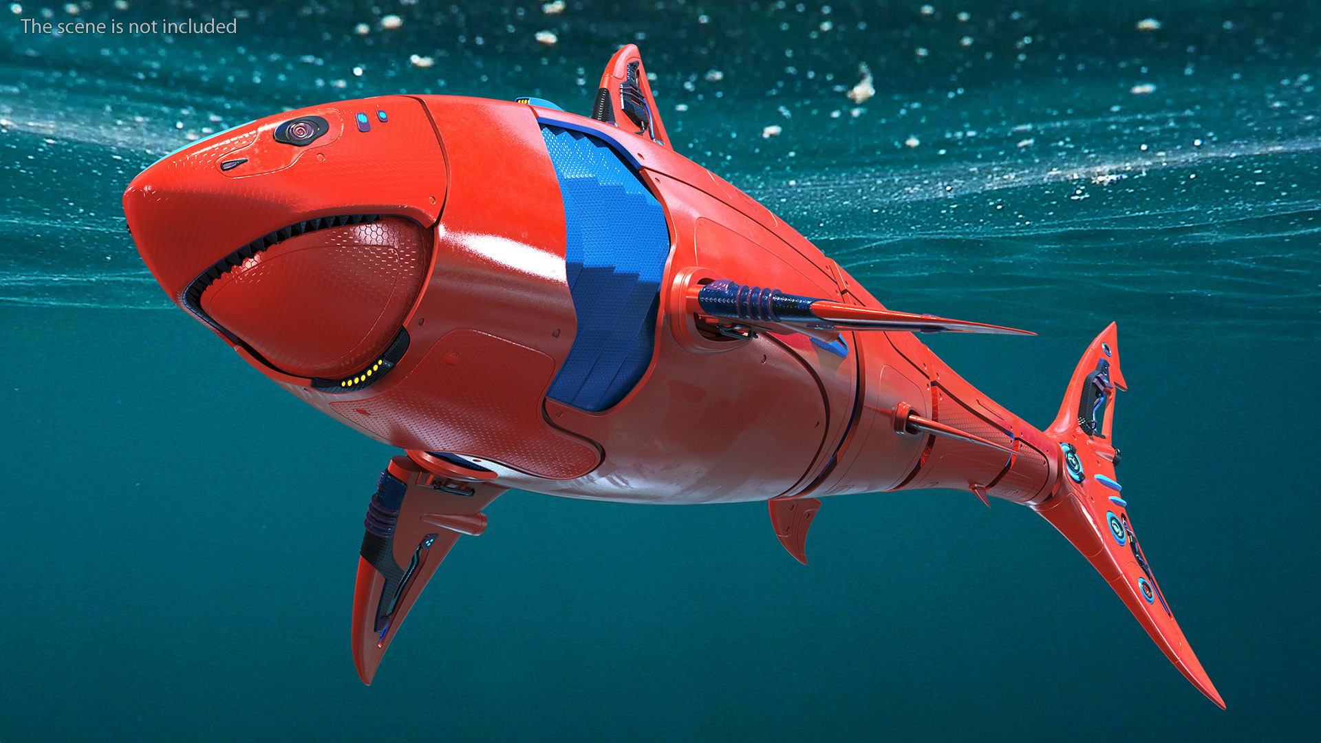 Sci Fi Shark Robot Red 3D