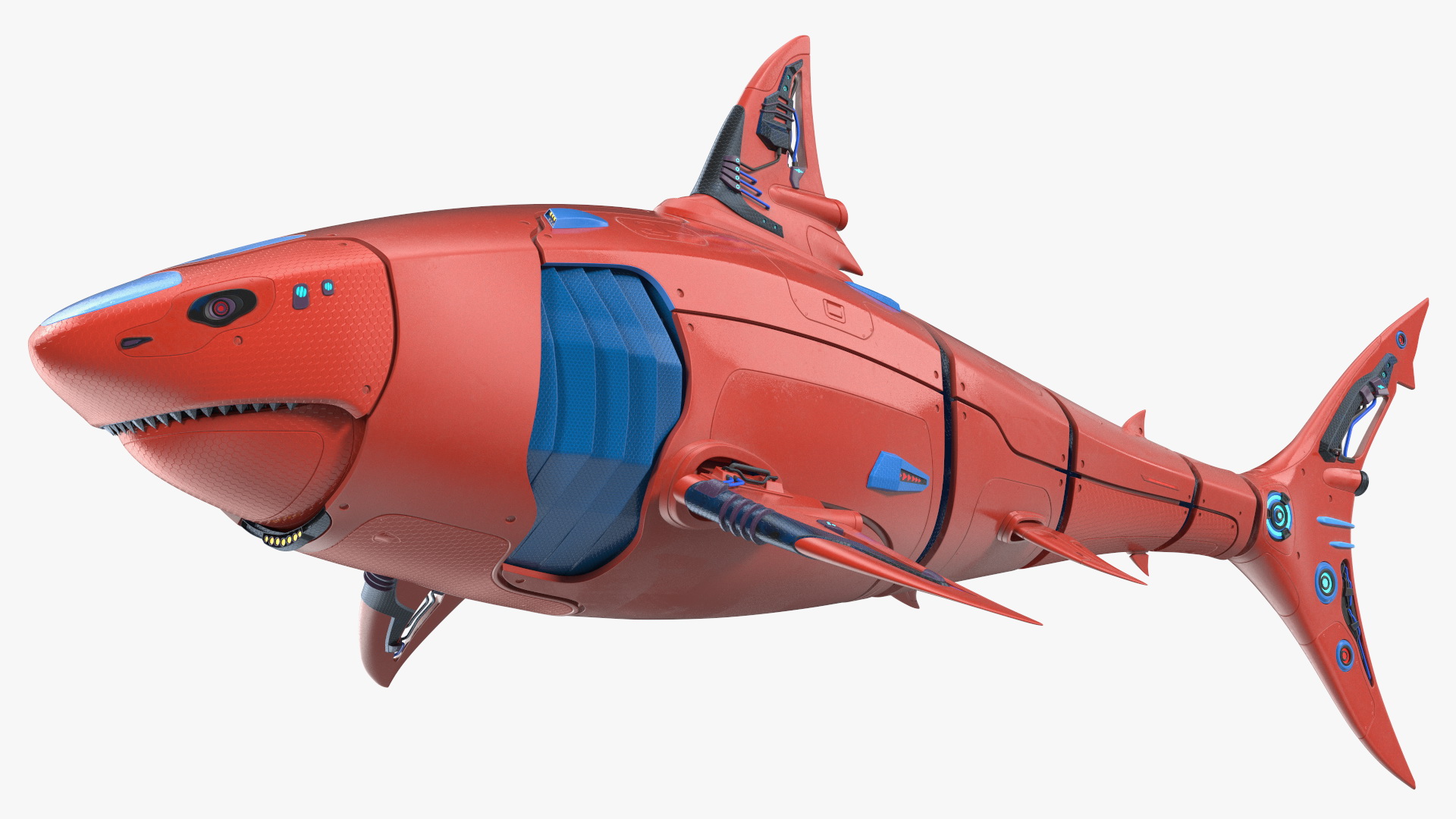Sci Fi Shark Robot Red 3D