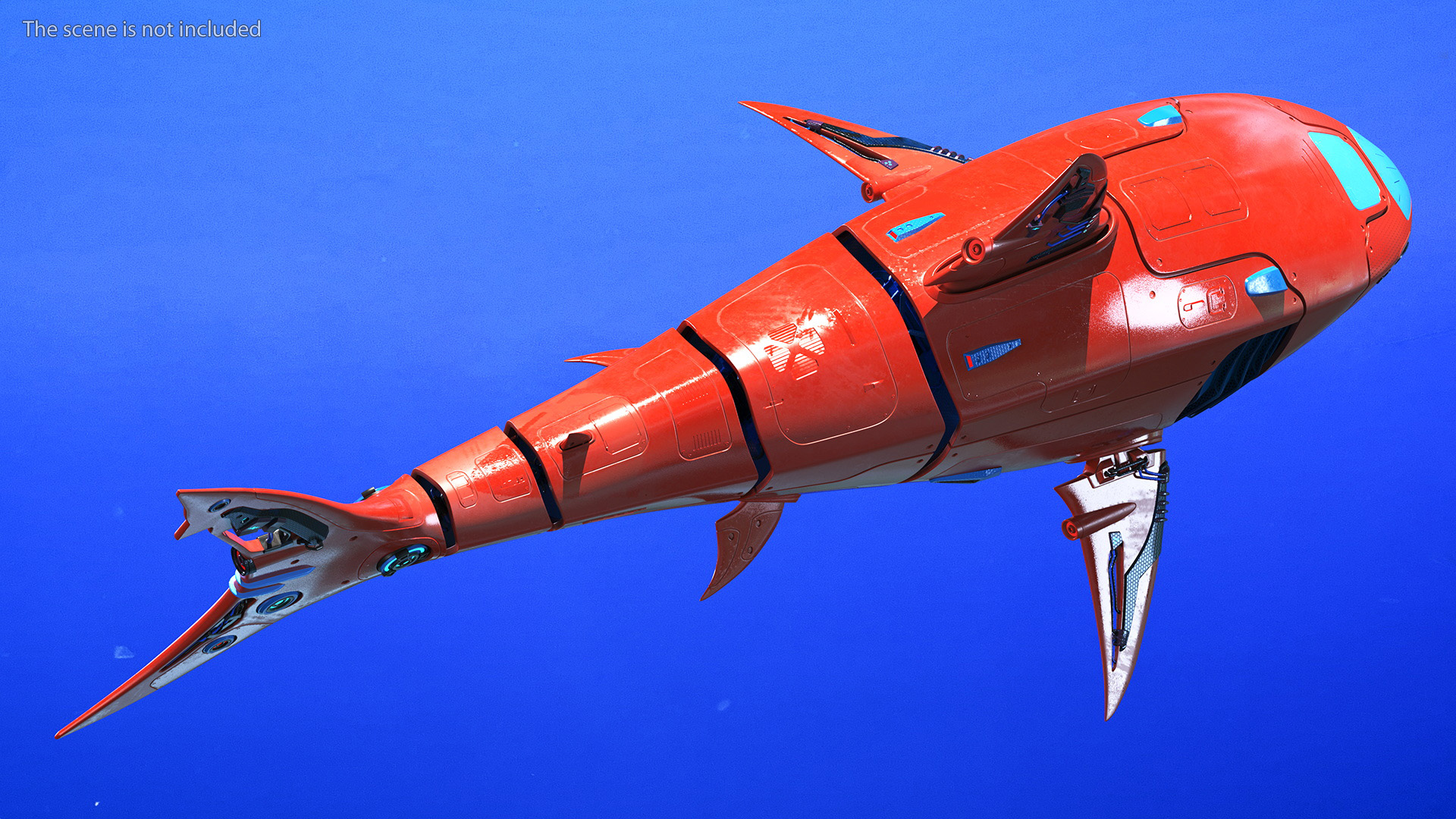 Sci Fi Shark Robot Red 3D
