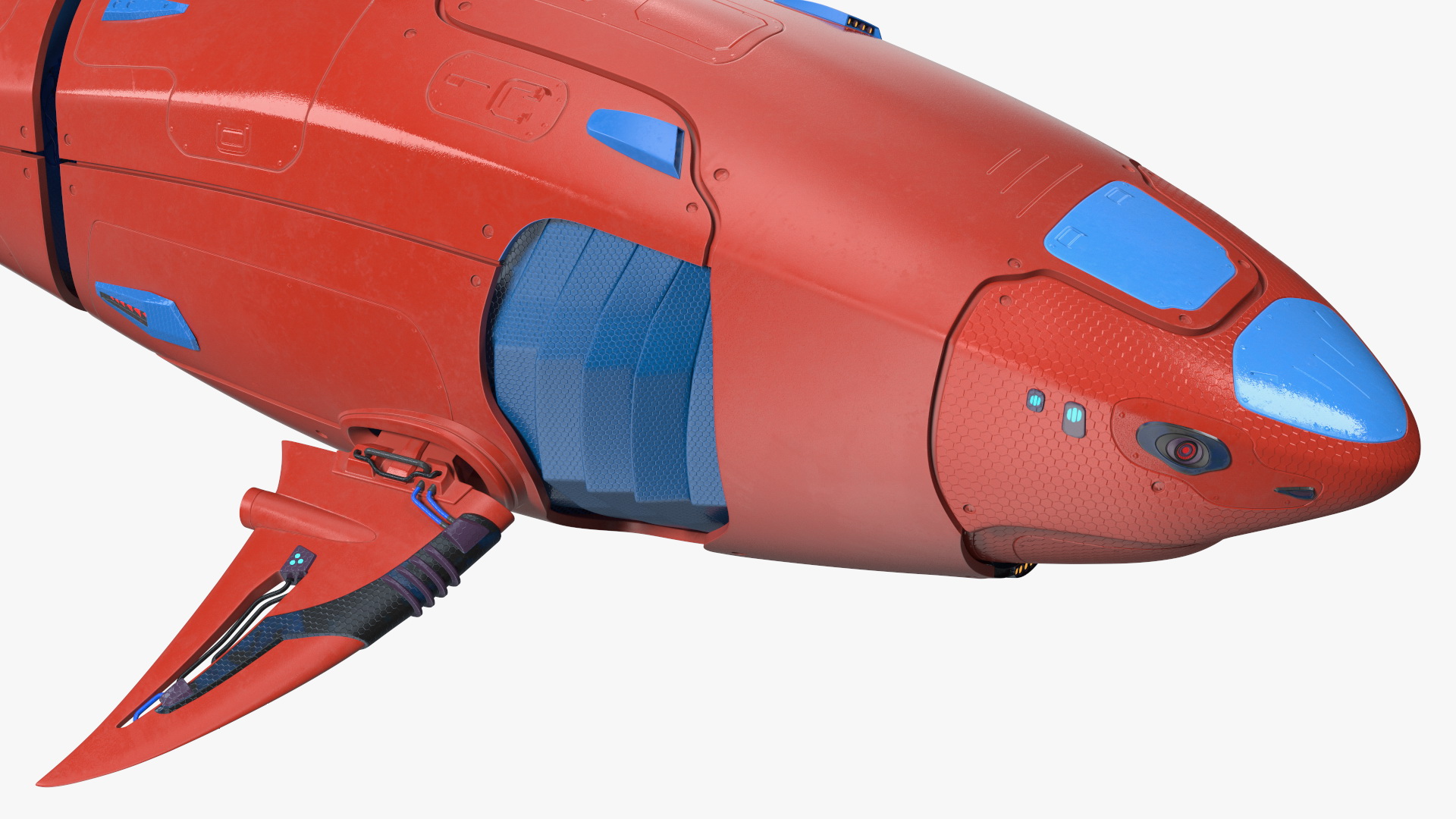 Sci Fi Shark Robot Red 3D