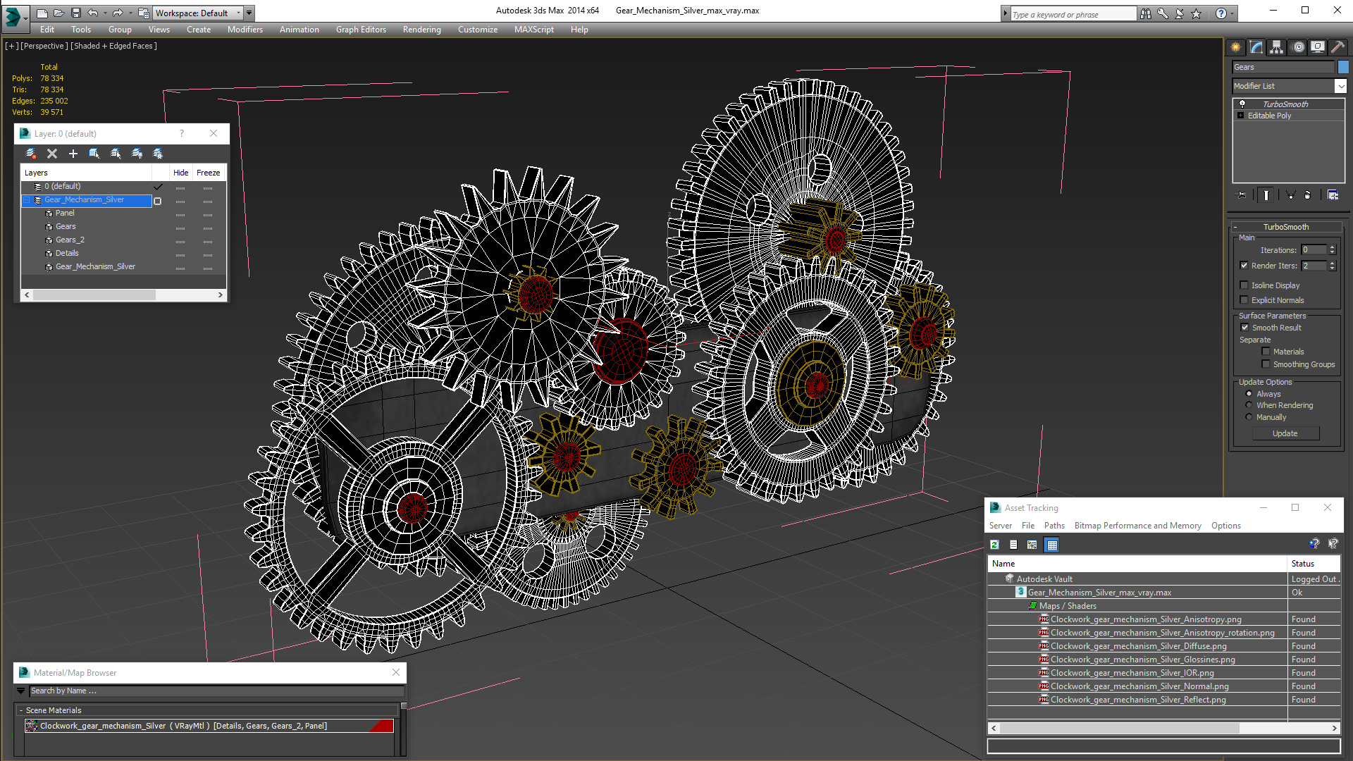 3D Gear Mechanism Silver