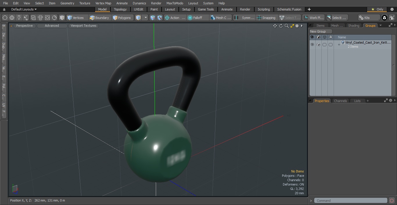 3D Vinyl Coated Cast Iron Kettlebell 12kg model