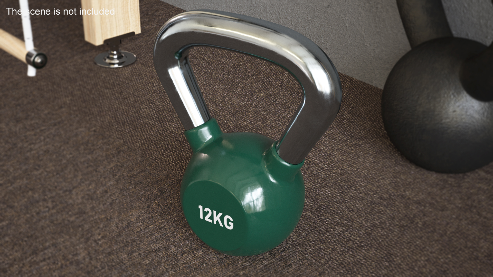 3D Vinyl Coated Cast Iron Kettlebell 12kg model