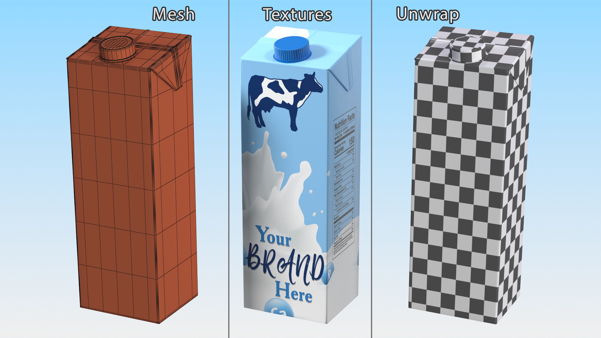 Mockup Aseptic Carton Package with Screw Cap Blue 3D model
