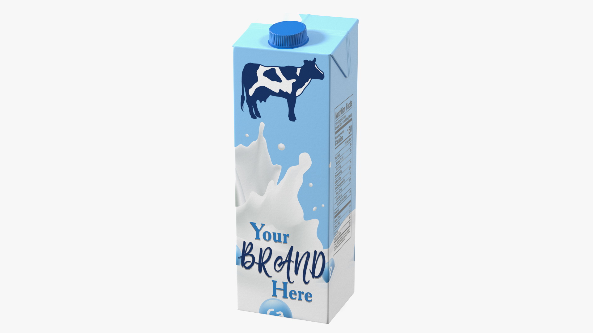 Mockup Aseptic Carton Package with Screw Cap Blue 3D model