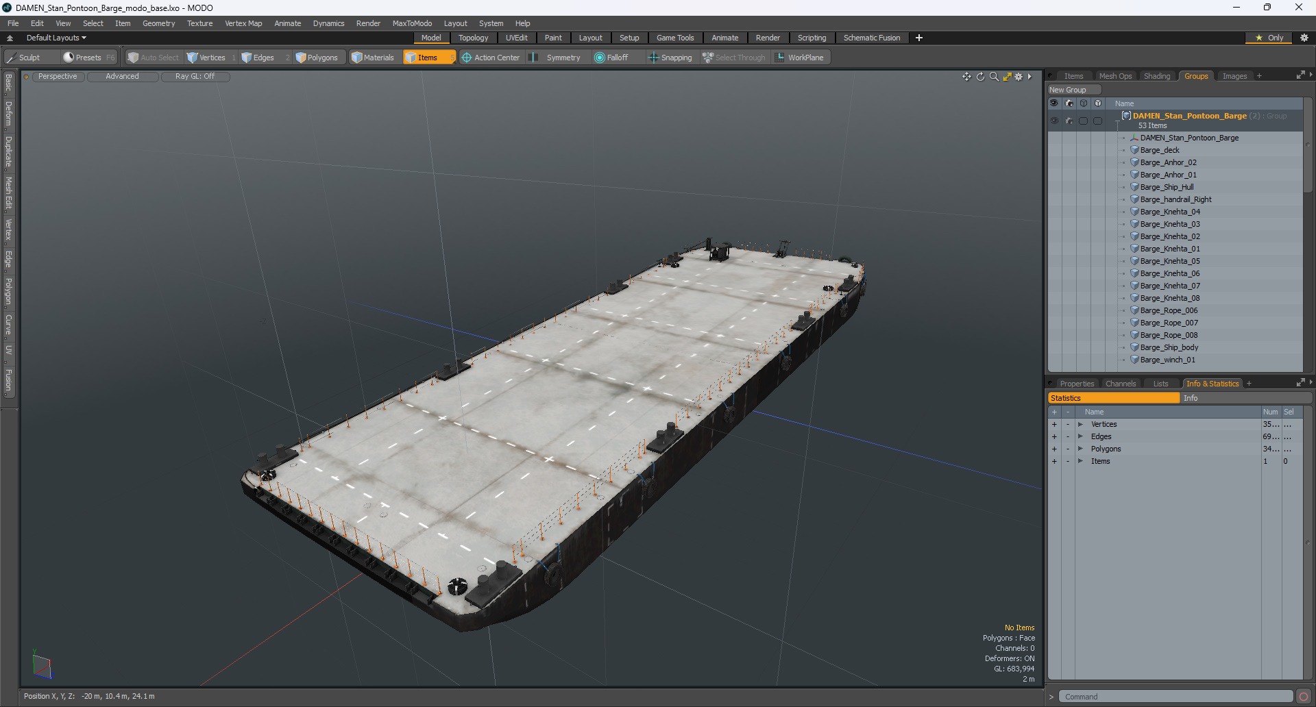 DAMEN Stan Pontoon Barge 3D model