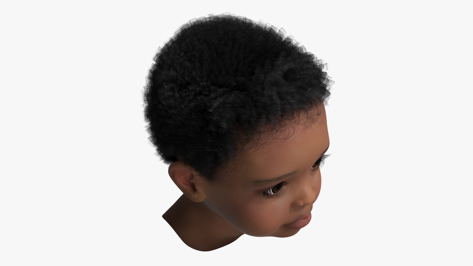 African Baby Boy Light Skin Head 3D