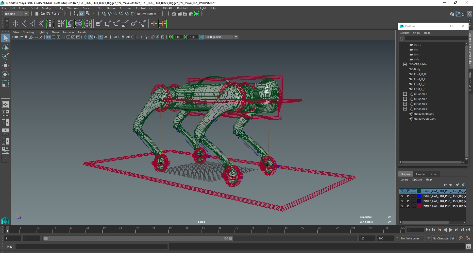 Unitree Go1 EDU Plus Black Rigged for Maya 3D