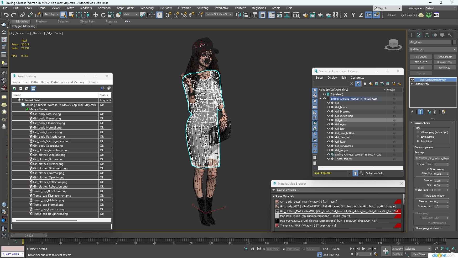 3D Smiling Chinese Woman in MAGA Cap model