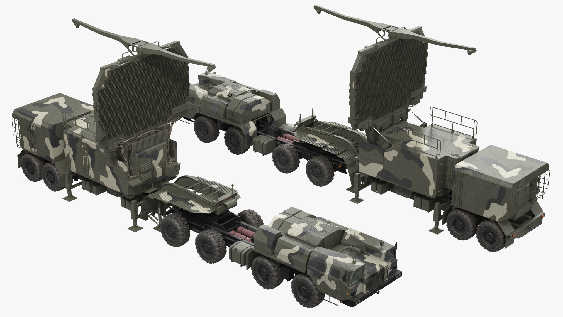 MAZ 74106 with 64N6 Big Bird Radar Camouflage Rigged 3D