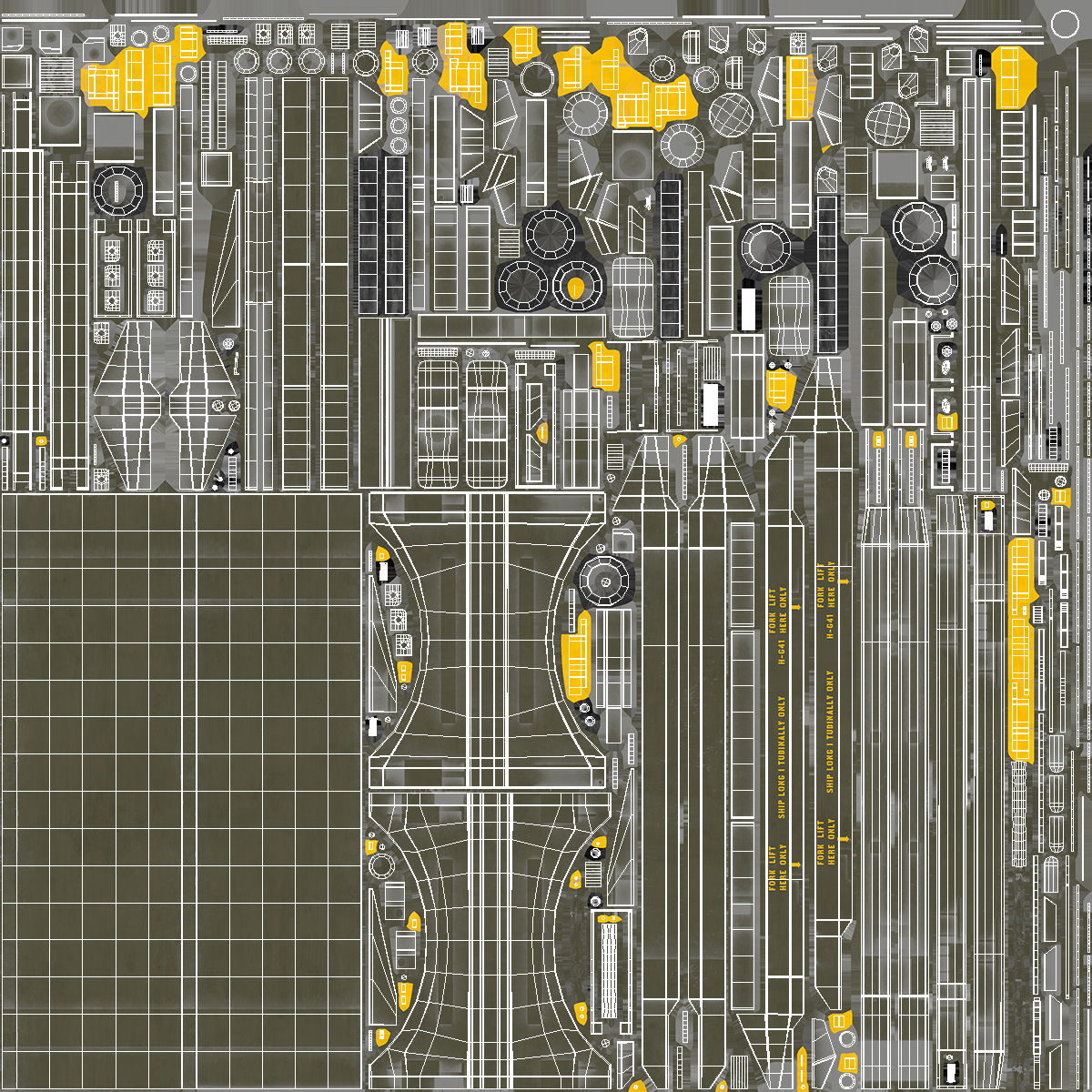 Steel B41 Nuclear Bomb with Airplane Trolley 3D model
